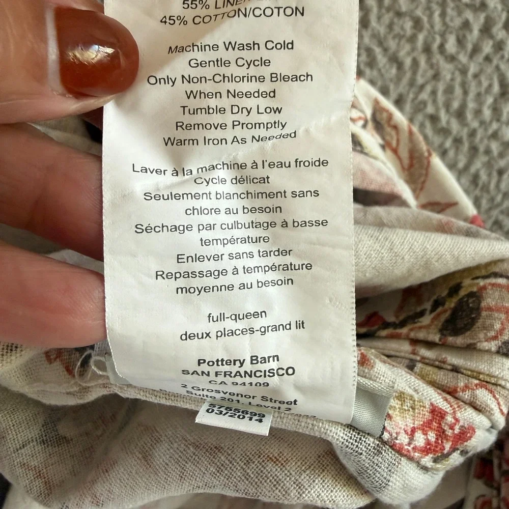 Pottery Barn Octavia Flora Linen Cotton Duvet Cover + 2 Shams Cottage Shabby